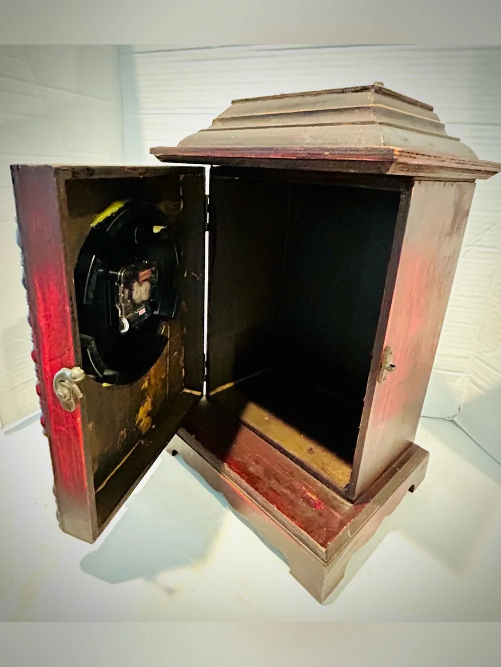 Hidden Safe Mantle Clock Wooden Farmhouse Cottagegoth Dark Academia Dorm Decor